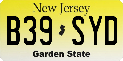 NJ license plate B39SYD