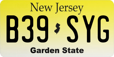 NJ license plate B39SYG
