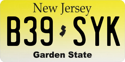 NJ license plate B39SYK