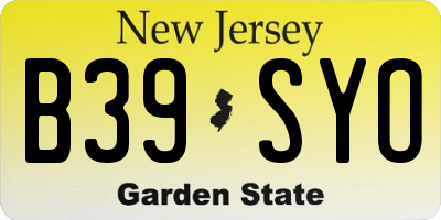 NJ license plate B39SYO