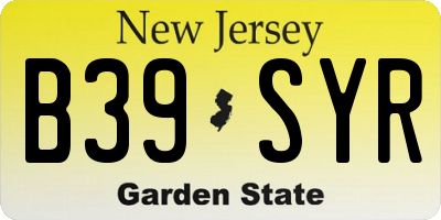 NJ license plate B39SYR