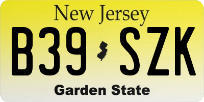 NJ license plate B39SZK