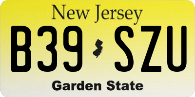 NJ license plate B39SZU