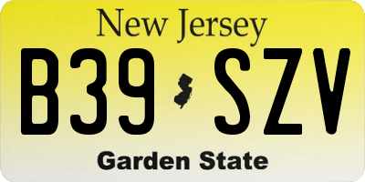 NJ license plate B39SZV