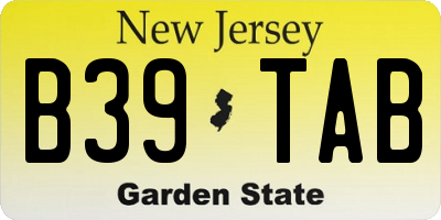 NJ license plate B39TAB
