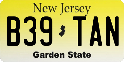NJ license plate B39TAN