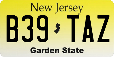 NJ license plate B39TAZ
