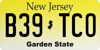 NJ license plate B39TCO