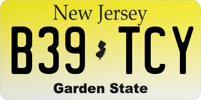 NJ license plate B39TCY
