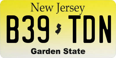 NJ license plate B39TDN
