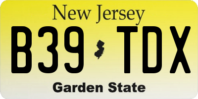 NJ license plate B39TDX