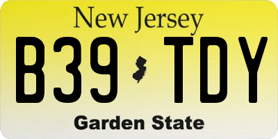 NJ license plate B39TDY