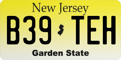 NJ license plate B39TEH