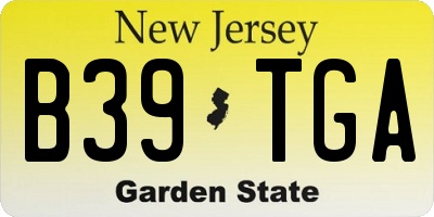NJ license plate B39TGA