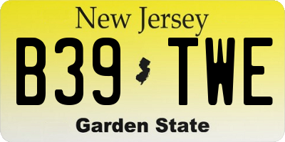 NJ license plate B39TWE