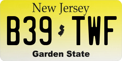 NJ license plate B39TWF