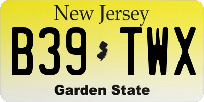 NJ license plate B39TWX