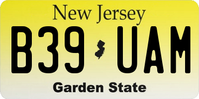 NJ license plate B39UAM