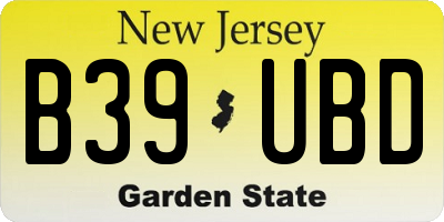 NJ license plate B39UBD