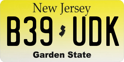 NJ license plate B39UDK