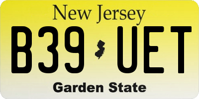 NJ license plate B39UET