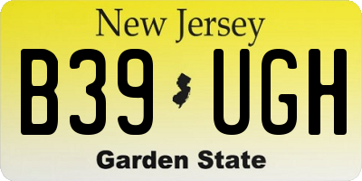 NJ license plate B39UGH