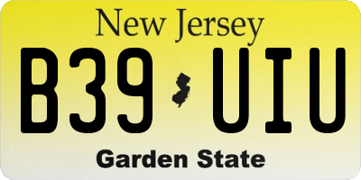 NJ license plate B39UIU