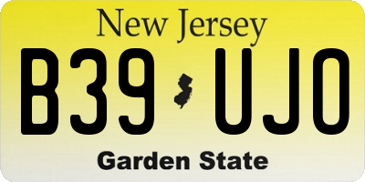 NJ license plate B39UJO