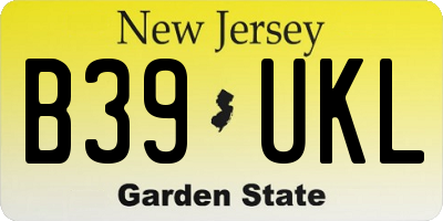 NJ license plate B39UKL