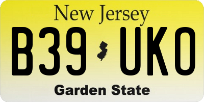 NJ license plate B39UKO