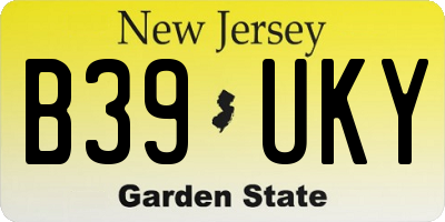 NJ license plate B39UKY