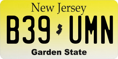 NJ license plate B39UMN