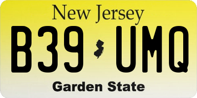 NJ license plate B39UMQ