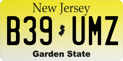 NJ license plate B39UMZ