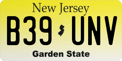 NJ license plate B39UNV