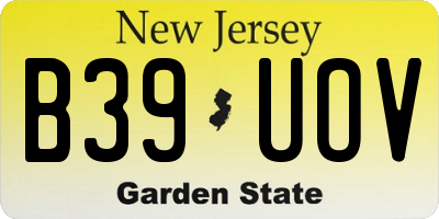 NJ license plate B39UOV