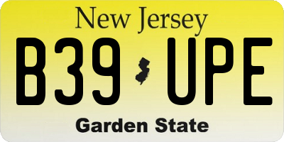 NJ license plate B39UPE