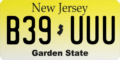 NJ license plate B39UUU