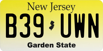 NJ license plate B39UWN