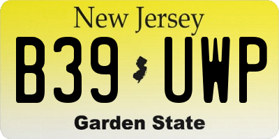 NJ license plate B39UWP