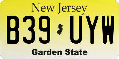 NJ license plate B39UYW