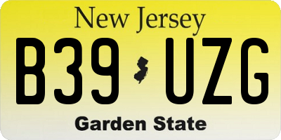 NJ license plate B39UZG