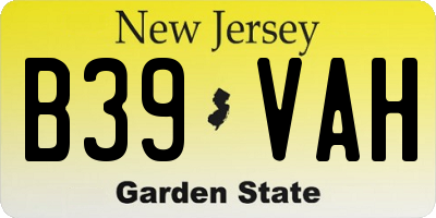 NJ license plate B39VAH