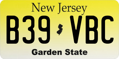 NJ license plate B39VBC