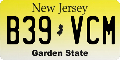 NJ license plate B39VCM