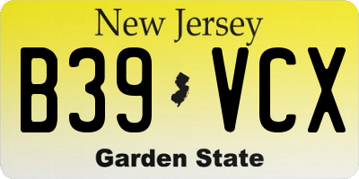 NJ license plate B39VCX
