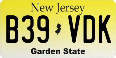 NJ license plate B39VDK