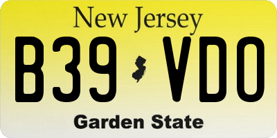 NJ license plate B39VDO