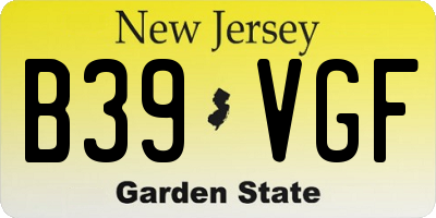 NJ license plate B39VGF
