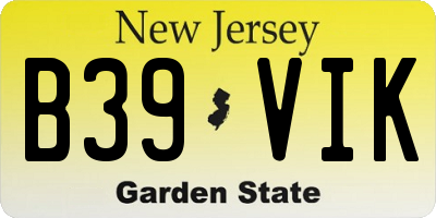 NJ license plate B39VIK